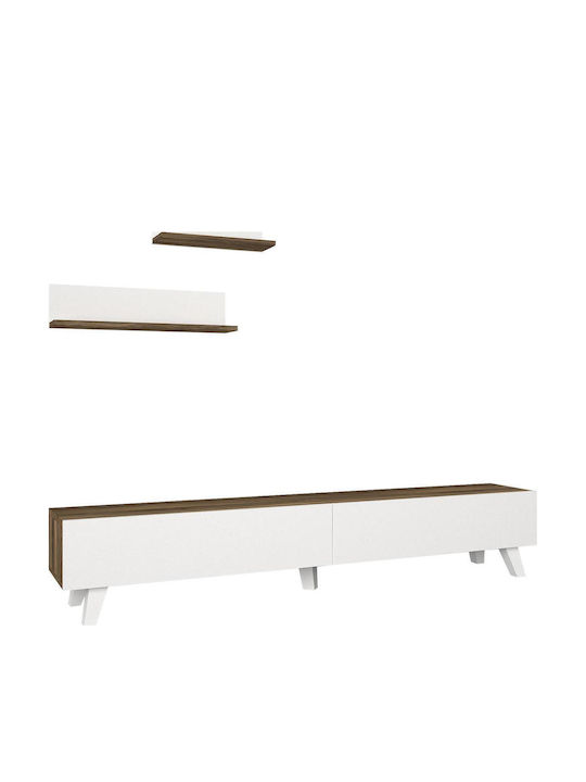 Wohnzimmer TV-Einheit Sirna White / Walnut L180xB31xH32cm