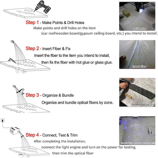 Smart Decorative Table Lamp Ceiling Fiber Optic Kit RGBW