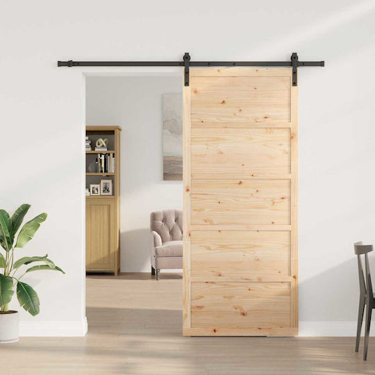 Schiebetür Natur 90 x 208 cm Massivholz Kiefer 3445632 Braun