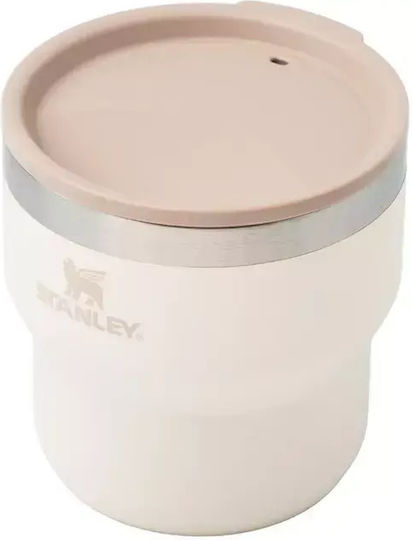 Stanley The Stay Hot Stacking Camp Cup Pahar Termos Oțel Inoxidabil Fără BPA 290ml Crem