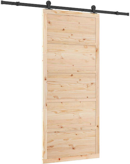 Ușă Glisantă Natural 100 X 208 Cm Lemn Masiv De Pin 3445611 Maro