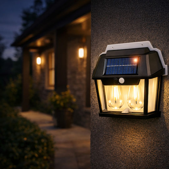 Lampă Solară de Perete 38W 600lm Alb Cald cu Senzor de Mișcare și Fotocelulă IP44 18x6.5x17.5cm