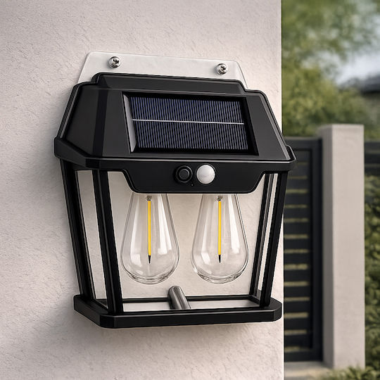 Lampă Solară de Perete 38W 600lm Alb Cald cu Senzor de Mișcare și Fotocelulă IP44 18x6.5x17.5cm