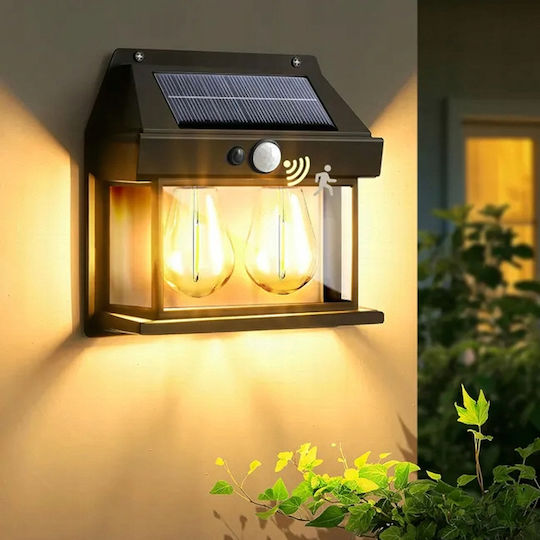 Lampă Solară de Perete 38W 600lm Alb Cald cu Senzor de Mișcare și Fotocelulă IP44 18x6.5x17.5cm