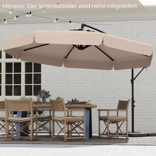 Hängender Metall-Garten- und Terrassen-Sonnenschirm Beige