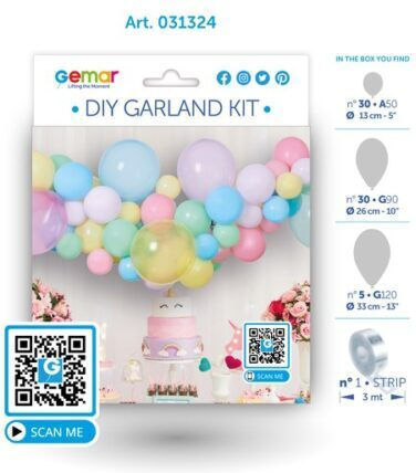 Composition with 65 Balloons Multicolored Macaron