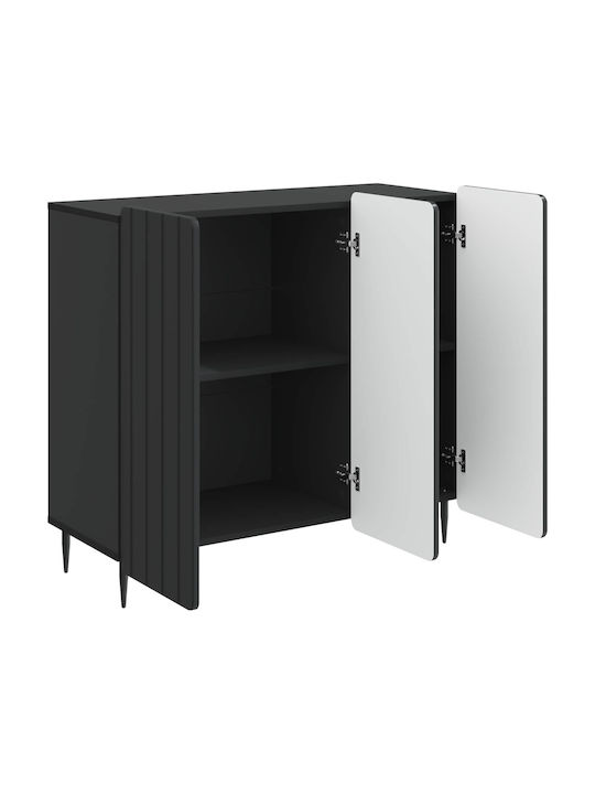 Sideboard aus Holz & Metall Schwarz 89x34,5x82cm