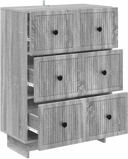 Bufet din Lemn și Metal cu Sertare Sonoma Gri 66x34.5x90cm