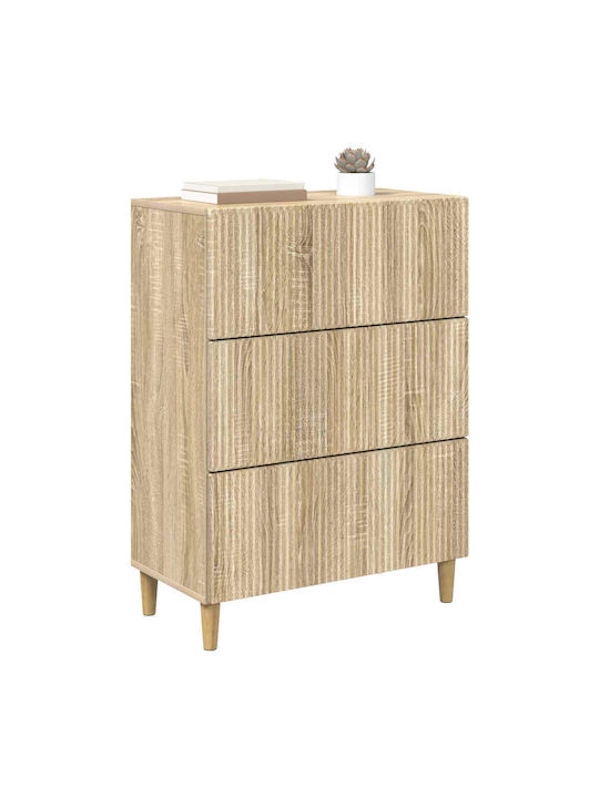 Wooden Sideboard with Drawers Brown 66x34.5x90cm