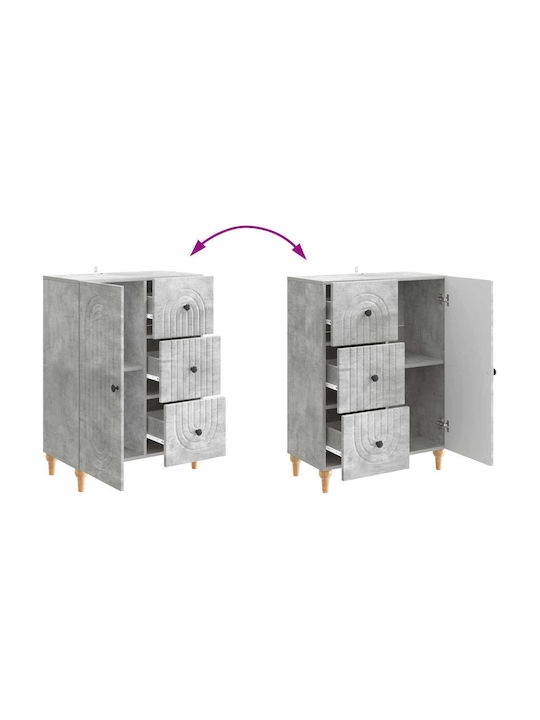 Wooden Sideboard with Drawers Concrete Gray 66x34.5x90cm