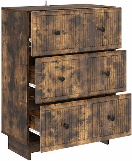 Sideboard from Wood & Metal with Drawers Smoked Oak Wood 66x34.5x90cm