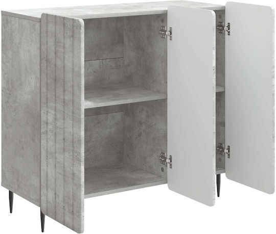 Sideboard aus Holz & Metall Grau Beton 89x34.5x82cm
