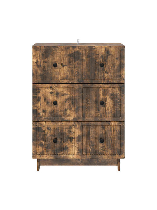 Sideboard from Wood & Metal with Drawers Smoked Oak Wood 66x34.5x90cm