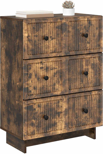 Sideboard from Wood & Metal with Drawers Smoked Oak Wood 66x34.5x90cm