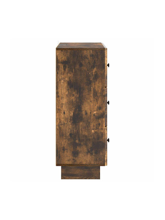 Sideboard from Wood & Metal with Drawers Smoked Oak Wood 66x34.5x90cm