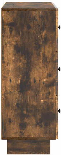 Sideboard from Wood & Metal with Drawers Smoked Oak Wood 66x34.5x90cm