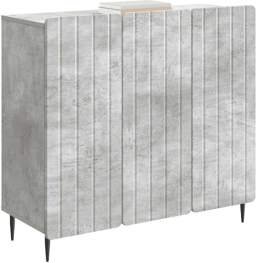 Sideboard aus Holz & Metall Grau Beton 89x34.5x82cm