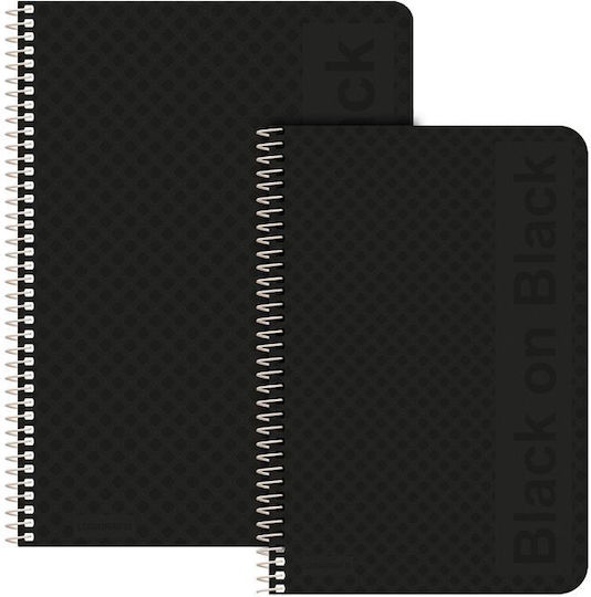 Black On Black Spiral Notebook Wirelock B5/17x25 5 Subjects 150 Sheets 6pcs