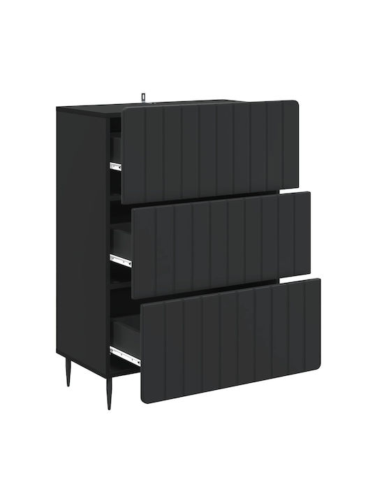 Wooden Sideboard with Drawers Black 66x34.5x92cm