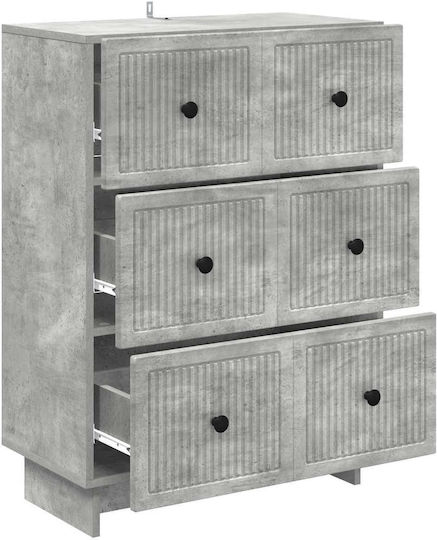 Bufet din Lemn și Metal cu Sertare Gri Beton 66x34.5x90cm