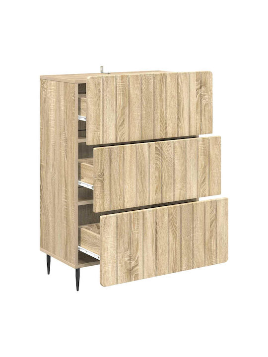 Wooden Sideboard with Drawers Sonoma Oak 66x34.5x92cm