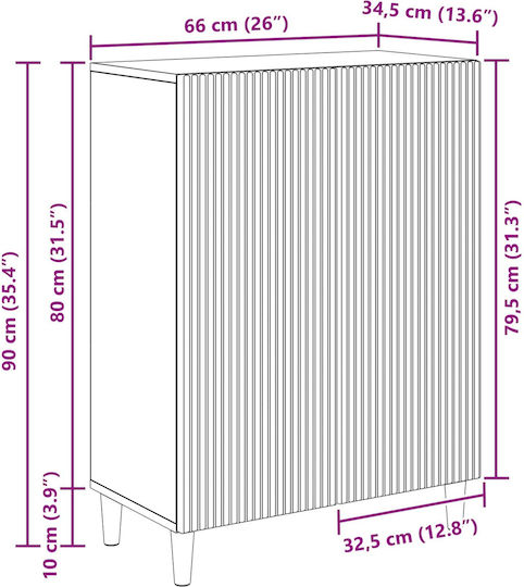 Μπουφές Ξύλινος Λευκό 66x34.5x90cm