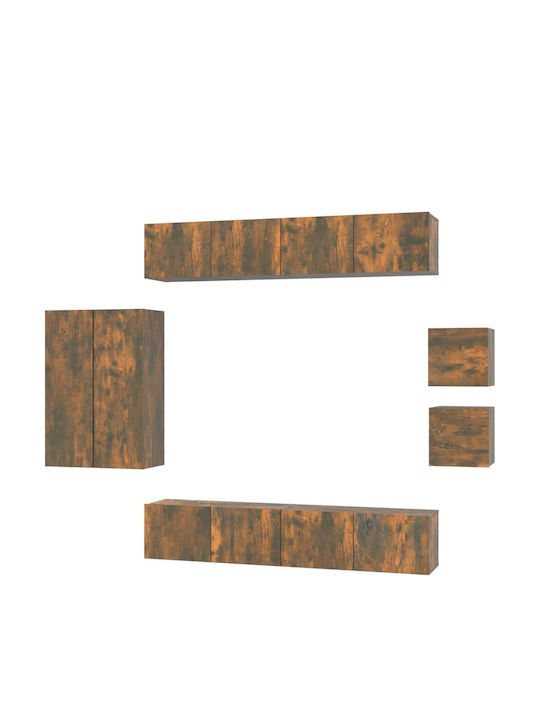 Living Room TV Unit Smoked Oak 8pcs L30.5xW30xH90cm