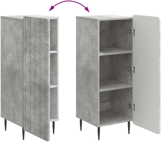 Sideboard aus Holz & Metall Grau Beton 34.5x33x92cm