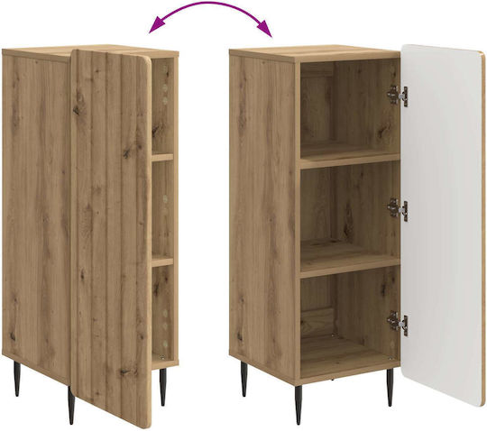 Sideboard aus Holz & Metall Eiche 34.5x33x92cm