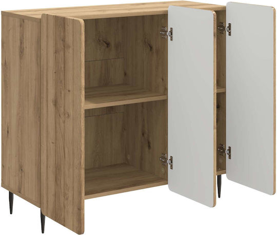 vidaXL Sideboard aus Holz & Metall Eiche 89x34.5x82cm