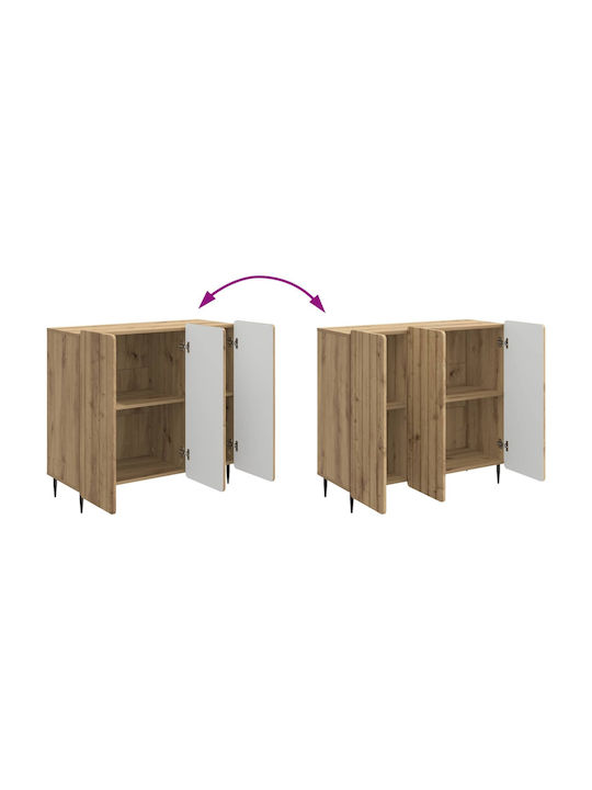 vidaXL Sideboard aus Holz & Metall Eiche 89x34.5x82cm
