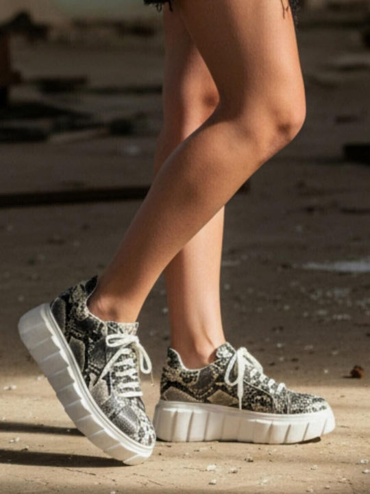 Damen Sneakers Grau-Schlange