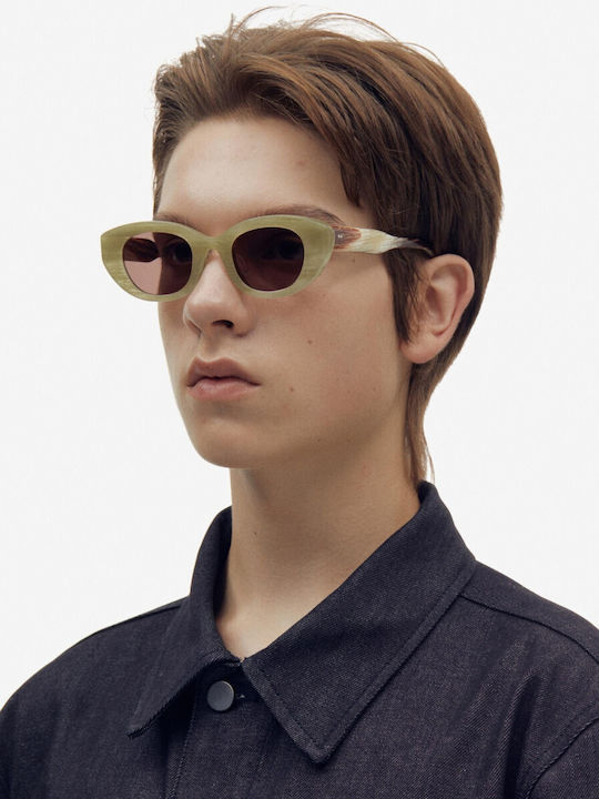 Projekt Produkt Women's Sunglasses with Green Horn-Rimmed Frame 476351