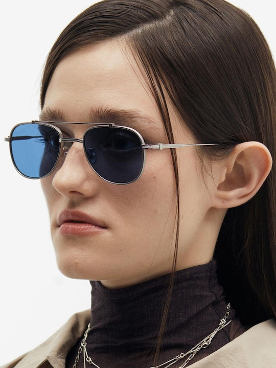 Projekt Produkt Men's Sunglasses with Silver Metallic Frame and Mirror Lens 476456