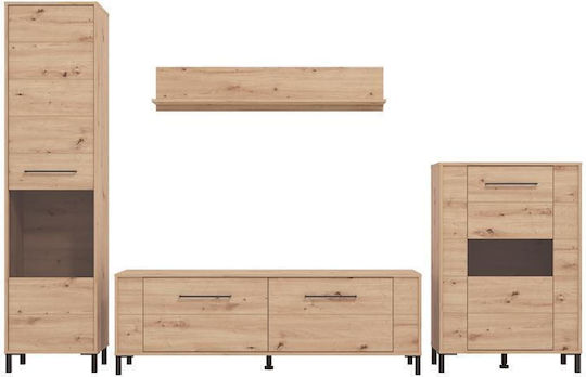 Σύνθετο Σαλονιού Durham Artisan Oak με Φωτισμό Μ299xΒ40xΥ193εκ.