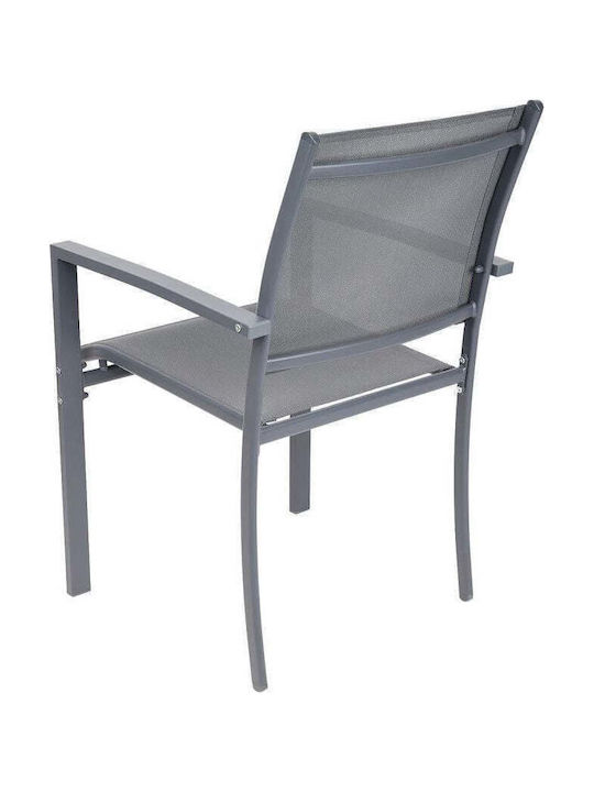 Outdoor Metal Gray Outdoor Chair 2 Pieces 57x57x88 cm