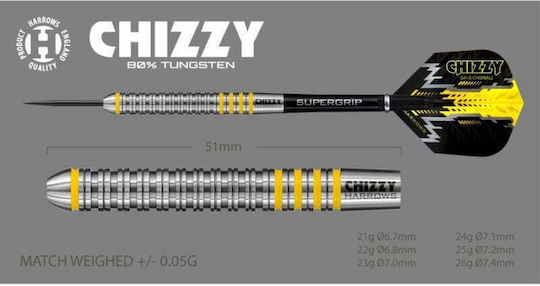Harrows Chizzy Дартс 80% Steeltip Hs-tnk-000013896 Черно Жълто