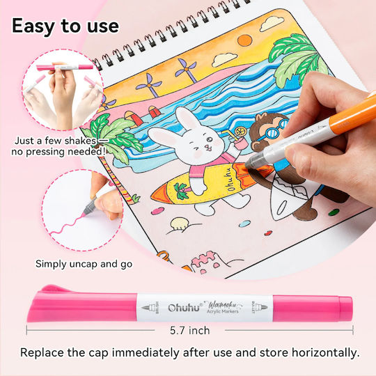 Ohuhu Waimoku Brush & Bullet 24 Μαρκαδόροι Ακρυλικό Basic Colors