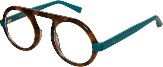 Zeus & Dione Spiral Damen-Acetat-Brillengestell Braun Schildpatt 390160