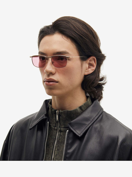 Projekt Produkt Unisex Sunglasses with Rose Gold Metallic Frame and Pink Lenses 476419