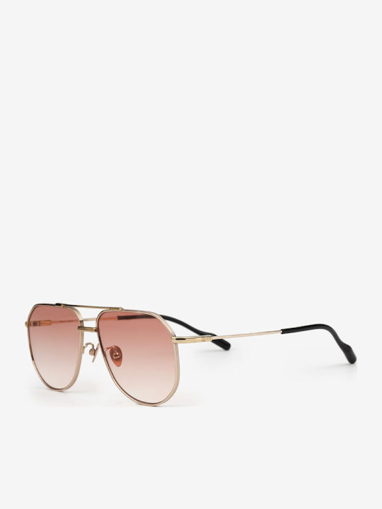 Projekt Produkt Unisex Sunglasses with Rose Gold Metallic Frame and Pink Gradient Lens 501360