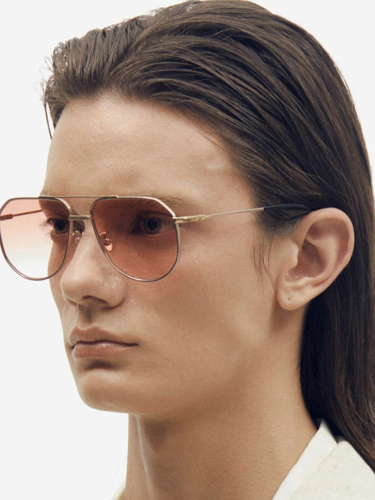 Projekt Produkt Unisex Sunglasses with Rose Gold Metallic Frame and Pink Gradient Lens 501360