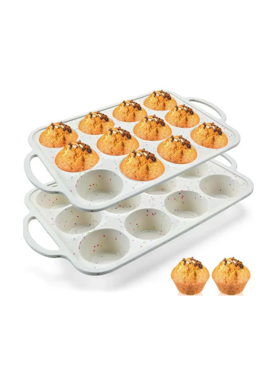 Pandaboo Φόρμα Ζαχαροπλαστικής για Cupcakes/Muffins από Σιλικόνη 12 Θέσεων 7.2x7.2εκ.