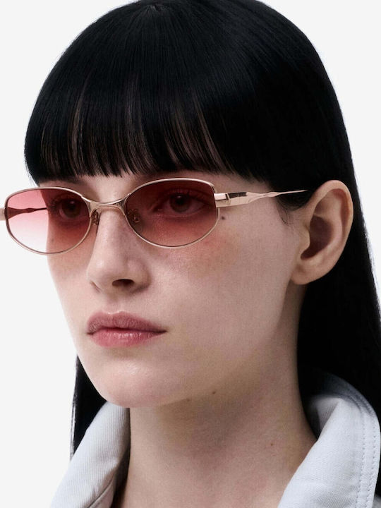 Projekt Produkt Unisex Sunglasses with Rose Gold Metallic Frame and Pink Lens 500305