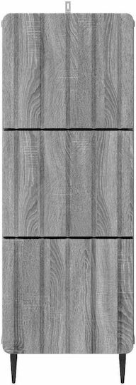 Wooden Bedroom Chest of Drawers with 3 Drawers Gray Sonoma 33x34.5x92cm