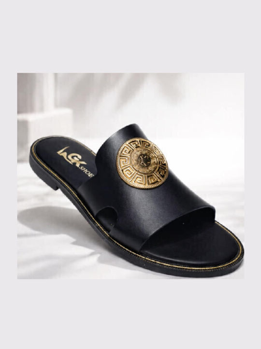 Leather Women's Flat Sandals Black