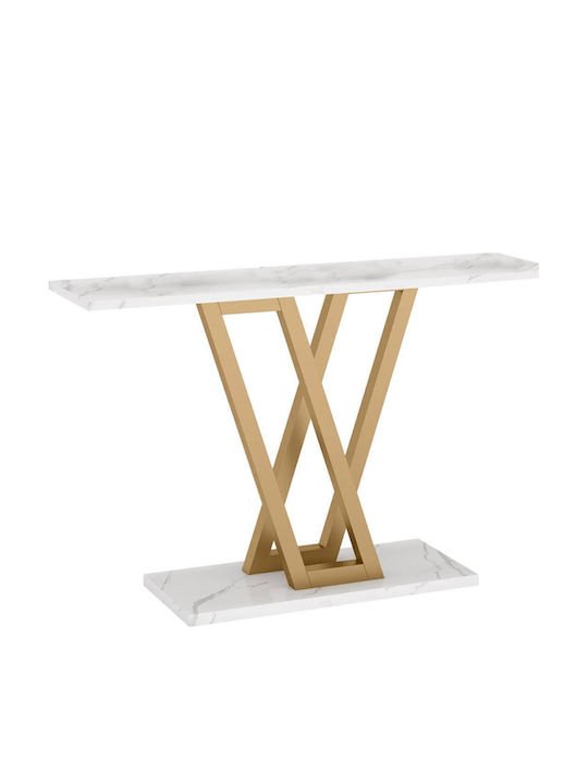 Wirmo Wooden Console White Marble Gold L110xW30xH80cm