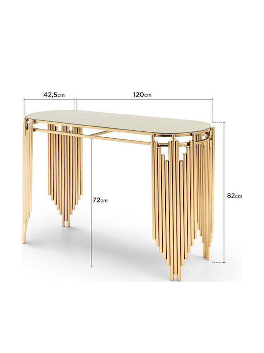 Stewehome Комплект Конзола Пуф с Огледало Бял-Златист 120x82x43см
