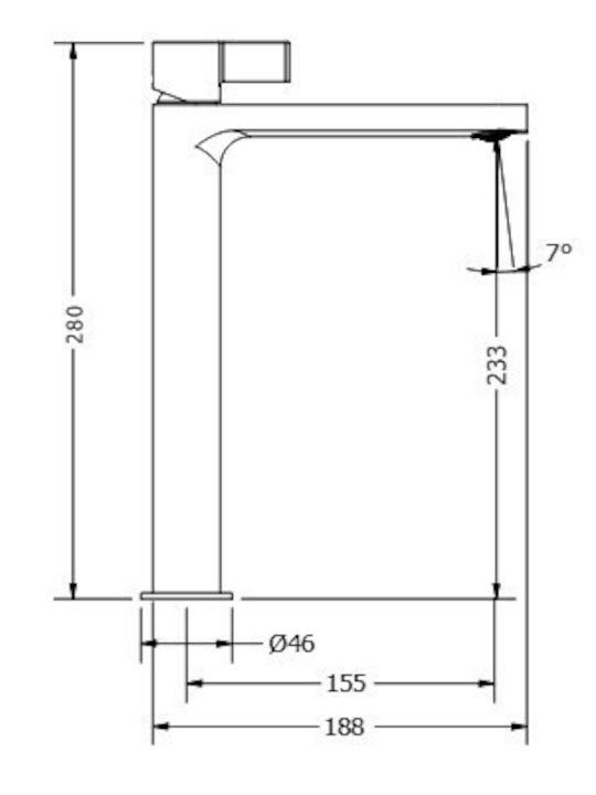 Viospiral Αναμεικτική Μπαταρία Νιπτήρα Ψηλή Inox