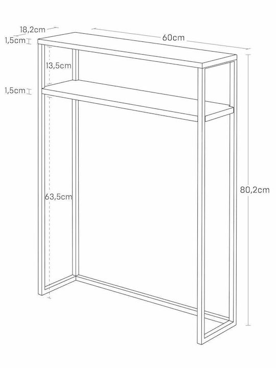 Tower Console Metal White L60xW18.2xH80.2cm